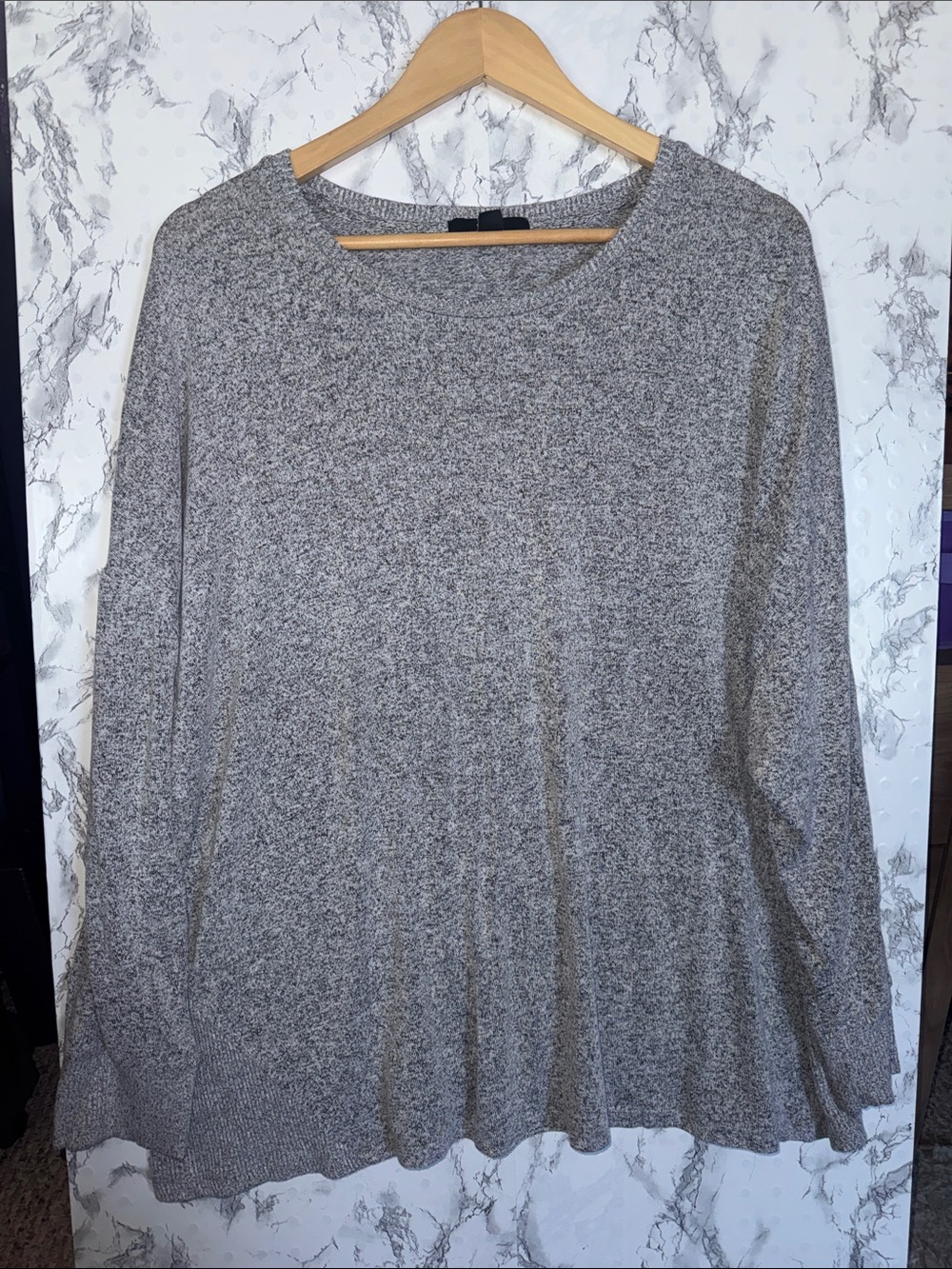 Ellos Long Sleeve Sweater Top Light Grey Size 1X (22/24)